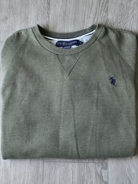 U.S. Polo Assn. Men’s XL Olive Hunter Green Fleece Pullover Sweater Cotton Blend